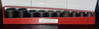 Vintage Craftsman V- Series 1/2” Drive Sae 10-pc 6-pt Impact Socket Set W/ Tray • $59.50