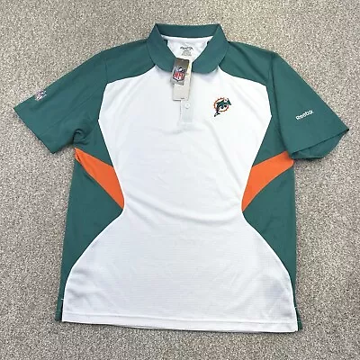 NEW Miami Dolphins NFL Polo Shirt Size Medium Mens White Short Sleeve Reebok • $29.99