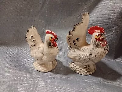 Vintage Ceramic Rooster Hen Chicken Salt & Pepper Shaker Set Japan • $18