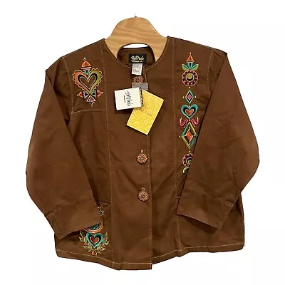 Bob Mackie Jacket Wearable Art Brown Button Down Pockets Women’s Size 2X NWT • $55