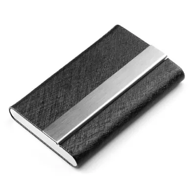 Metal PU Leather Pocket Card Holder - Slim Business ID Credit Card Case Wallet • $7.40