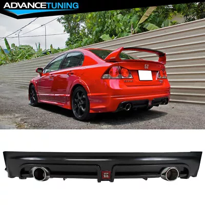 Fits 06-11 Honda Civic Sedan Mugen RR Rear Diffuser Twin Outlet W/ Red 3rd Light • $248.99