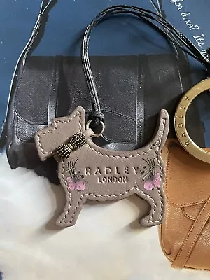£15 • Buy Radley Large Sized Mink Brown Leather Dog Tag / Bag Charm / Key Ring