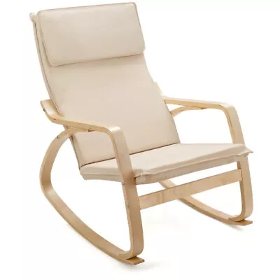 Stable Wooden Frame Leisure Rocking Chair With Removable Upholstered • $82.51