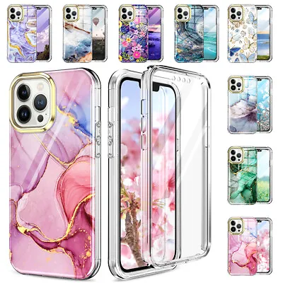 $19.46 • Buy For IPhone 14 13 12 11 Pro Max XR X 8 7 Shockproof Marble Pattern 360 Case Cover