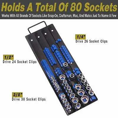 $30.56 • Buy 80-Piece Socket Rails Set Mix Combination Holder Ball Lockable Tool Storage Tray