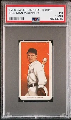 1909-1911 T206 Iron Man MCGinnity Newark Sweet Caporal 350/25 PSA 1(MK) • $153.65