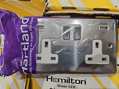 73ss2usbbc-w Usb Double Socket 2-gang  Hamilton Hartland • £12