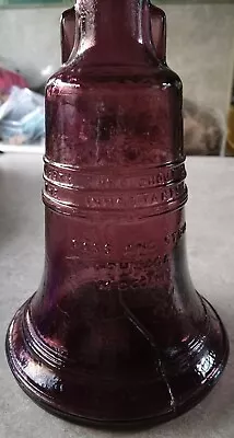 Vintage WHEATON NJ Amethyst Purple Glass 8  LIBERTY BELL Bottle  • $10