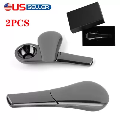 2 X Portable Smoking Pipe Magnetic Metal Spoon Silver With Gift Box For Men Gift • $17.90