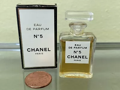 Vtg Chanel No 5 Eau De Parfum Miniature 0.13 Oz 4ml Splash Boxed 1990's❤️ • $29