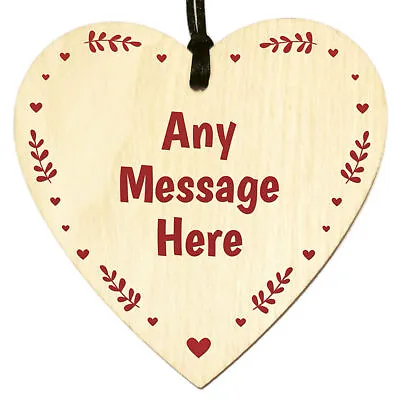 PERSONALISED Wooden Heart Plaque Gifts For Him Her Birthday Mothers Day Mum Dad • £3.99