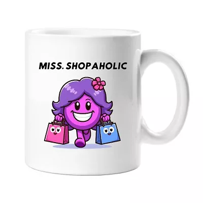 Miss. Shopaholic Mr Men Funny Gift Present Ceramic Mug Humour Office • £8.45