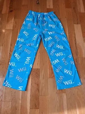 Vintage OFFICIAL Nintendo Wii Lounge Pants Sz Small Light Blue White And Gray • $29.99