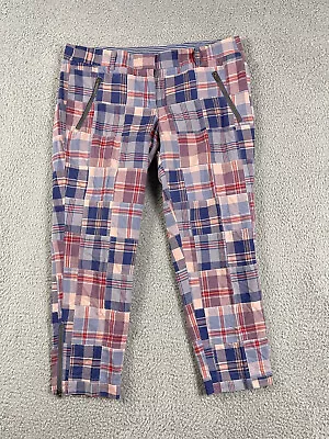 J. Crew Madras Plaid Ankle Pants City Fit Womens Size 10 Patchwork 33x26 • $24.55