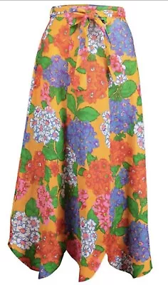 Zimmermann Riders Scallop Hem Skirt Mango Floral Belt High Waist Linen Size 2 • $125