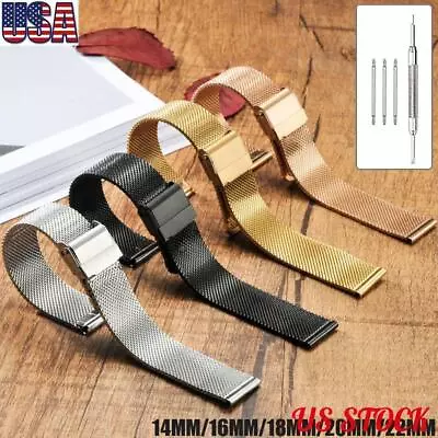 14mm-22mm Stainless Steel Metal Strap Watch Band Thin Mesh Belt Men Women W Tool • $9.69