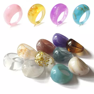 Men Women Resin Acrylic Ring Marble Pattern Finger Rings Jewelry Gift Unisex Art • $3.04