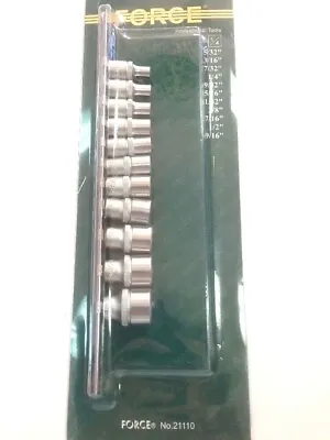 1/4 Drive Force Socket Set In Inch Imperial 11pcs 12 Point Made In Taiwan #1464 • $23.99
