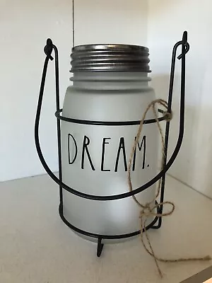 NEW Rae Dunn DREAM LL Frosted Glass Mason Jar Lantern Light Patio Farmhouse Boho • $19.90