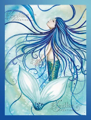 Blue Burst Mermaid Print From Original Painting By Camille Grimshaw Ocean Sea • $10