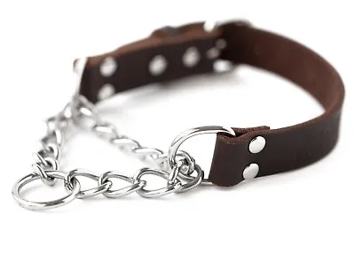 Mighty Paw Leather Training Collar Martingale Collar Stainless Steel Chain  • $16.99