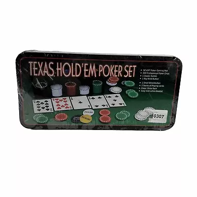 200 Poker Game Texas Hold'em Set Gaming Mat Chips 2 Decks Playing Card With Box • £19.99