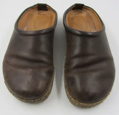 Haflinger Women's Slip On Clog Shoes Size 39 US 7 Leather Brown Mules • £27.98