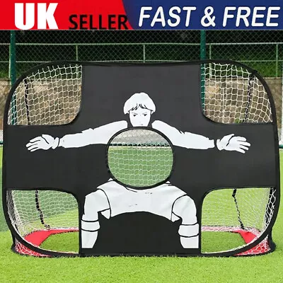 2 In 1 Foldable Football Goals Soccer Target Net Training Goal Portable For Kids • £16.80