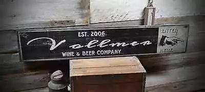 Custom Wine & Beer Family Name Sign - Rustic Hand Made Vintage Wooden • $189