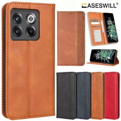 For OnePlus 11 / 10T 5G Retro Leather Wallet Card Holder Case+Screen Protector • $11.84