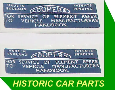 MGB Roadster & MGBGT 1962-80 - 2 X  COOPERS  AIR FILTER STICKER/DECALS • $13.88
