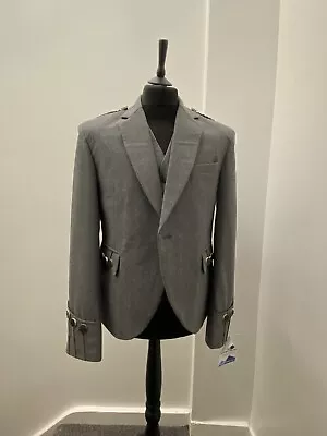 £69.99 • Buy Mens Argyle Grey Wool Uk 40R With Waist Coat Bone Button .Available 40 To 52R.