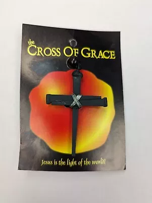 The CROSS OF GRACE Made In USA Cross Necklace Made Of Nails On Leather 3x2  • $25.97