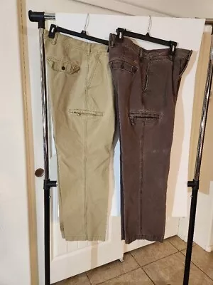 Lot Of 2 Items-Mens Dockers Pacific Crossover Cargo Pants 1 Beige Color & Brown • $19.99