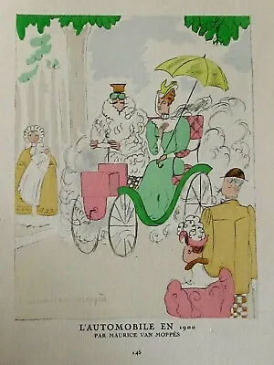 Maurice Van Moppès L'AUTOMOBILE EN 1900 Stencil Gazette Bon Ton EO 1921 • $64.80