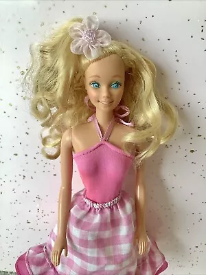 80s VIntage My First Barbie #1875 Pink Swimsuit Plaid Skirt Flower Petal Eyes • $28