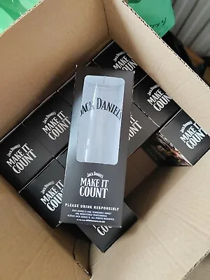 Pair Of Jack Daniels Tall Glasses - Bnib Glass Whiskey Pub Bar Hi Ball Tumbler • £10.80