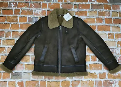 New Chevignon B3 BOMBARDIER To Shearling Pilot's Leather Jacket Cacao Size:XXL • $2068.02
