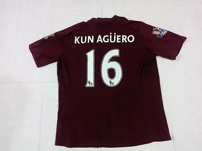 Manchester City Shirt XL Aguero 2012 2013 Maroon Umbro Champions Patches • $49.31