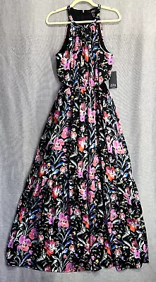 $220 NWT Aidan Mattox Women’s Floral Georgette Halter Gown Dress Size 10 Black • $83.59