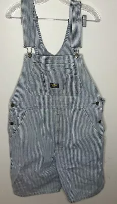 OshKosh B'Gosh Overalls Womens Large Railroad Stripe Denim Shorts Vestbak • $35