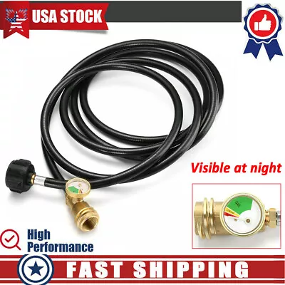 12 FT Propane Extension Hose With Gauge For 100Lb Propane Tank Also For RV Gas • $17.99