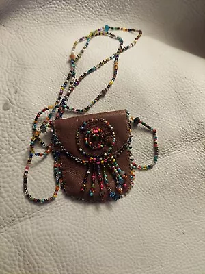Beaded Leather Medicine Pouch • $27.50