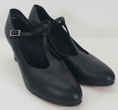 Capezio T-Strap Character Shoe Women US Sz 9.5 M 700 Black Leather Dance • $24.88