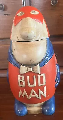 Budweiser 1975 Ceramarte Bud Man Solid Head Lidded Beer Stein. CS-1  7 3/4  Tall • $99.99