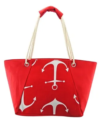 £9.99 • Buy Fat Giraffe Red Canvas Beach Bag Holiday Zipped Nautical Clearance Sale