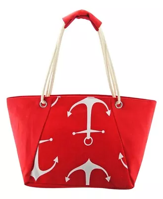 £9.99 • Buy Fat Giraffe Red Canvas Beach Bag Holiday Zipped Nautical Clearance Sale