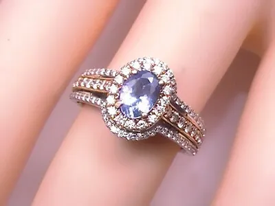 ENCHANTED DISNEY 14Kt White & Rose Gold Tanzanite & Diamond Engagement Ring • $649.99