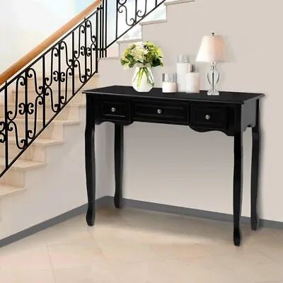 Vintage Console Table Hallway Entry Display Furniture With Retro Metal Handles • $153.95